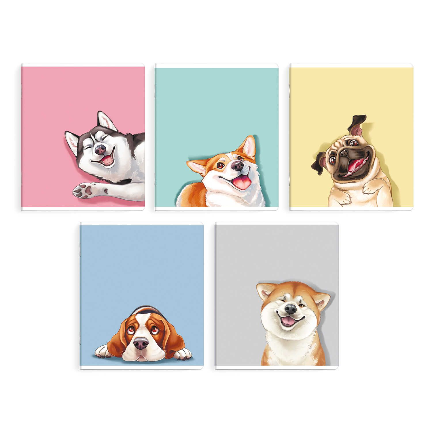 Тетрадь А5 48л кл. Феникс+ "Смешные собаки" выб.твин-лак, бел.100% Феникс+