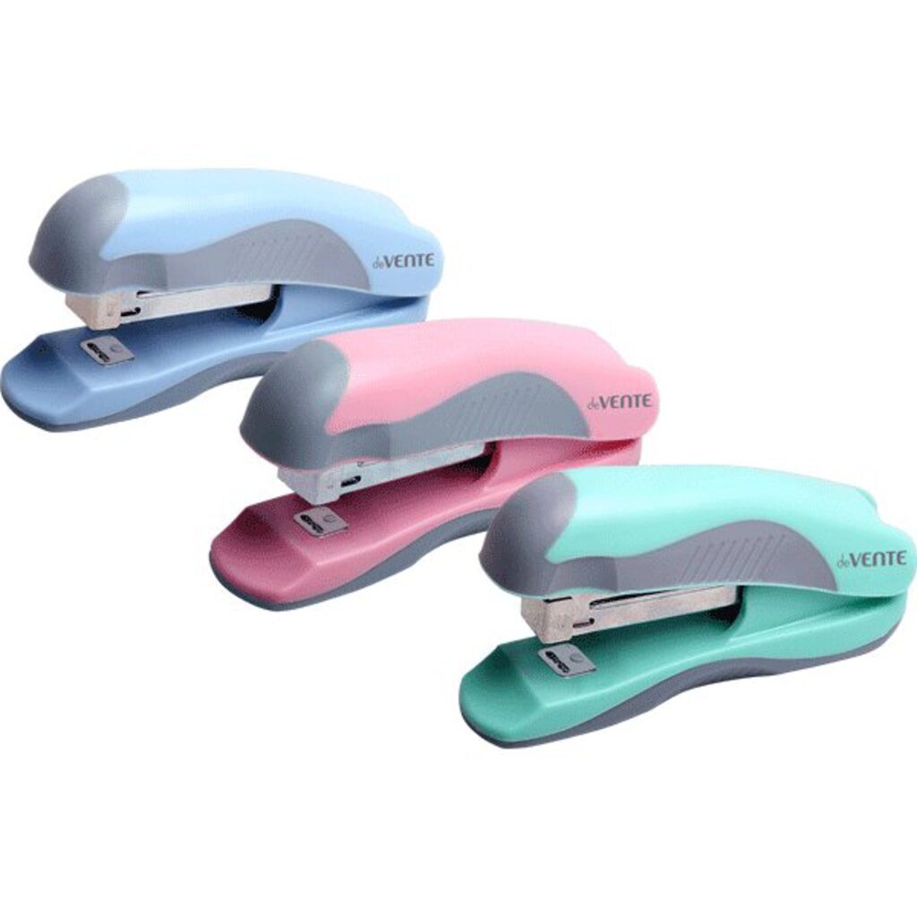 Степлер deVENTE Pastel 10 до 12л, пластик, Soft Touch ассорти 3 пастельных цвета deVENTE