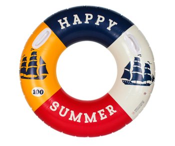 Круг надувной DQ-126 "Happy summer" 85 см, с ручками, в ПВХ-пакете (1/6/150)