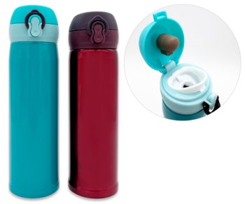 Бутылка для воды DN-205 "Термо" 500мл, 22х6,5см, сталь, ассорти, в к/к (1/50)