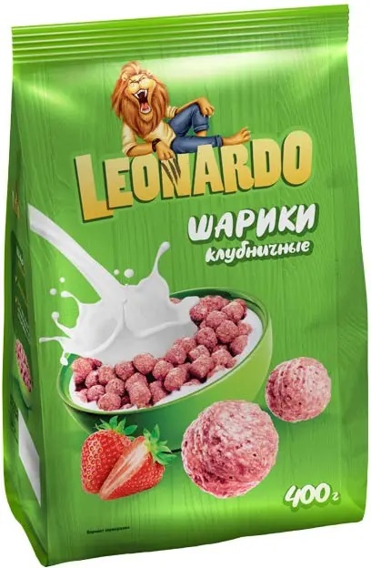 «Leonardo», готовый завтрак «Шарики клубничные», 400 г