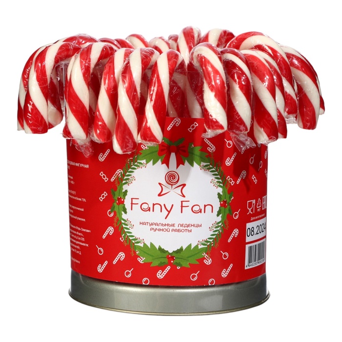 Карамель леденцовая новогодняя «Трость» со вкусом клубники, 15 г
