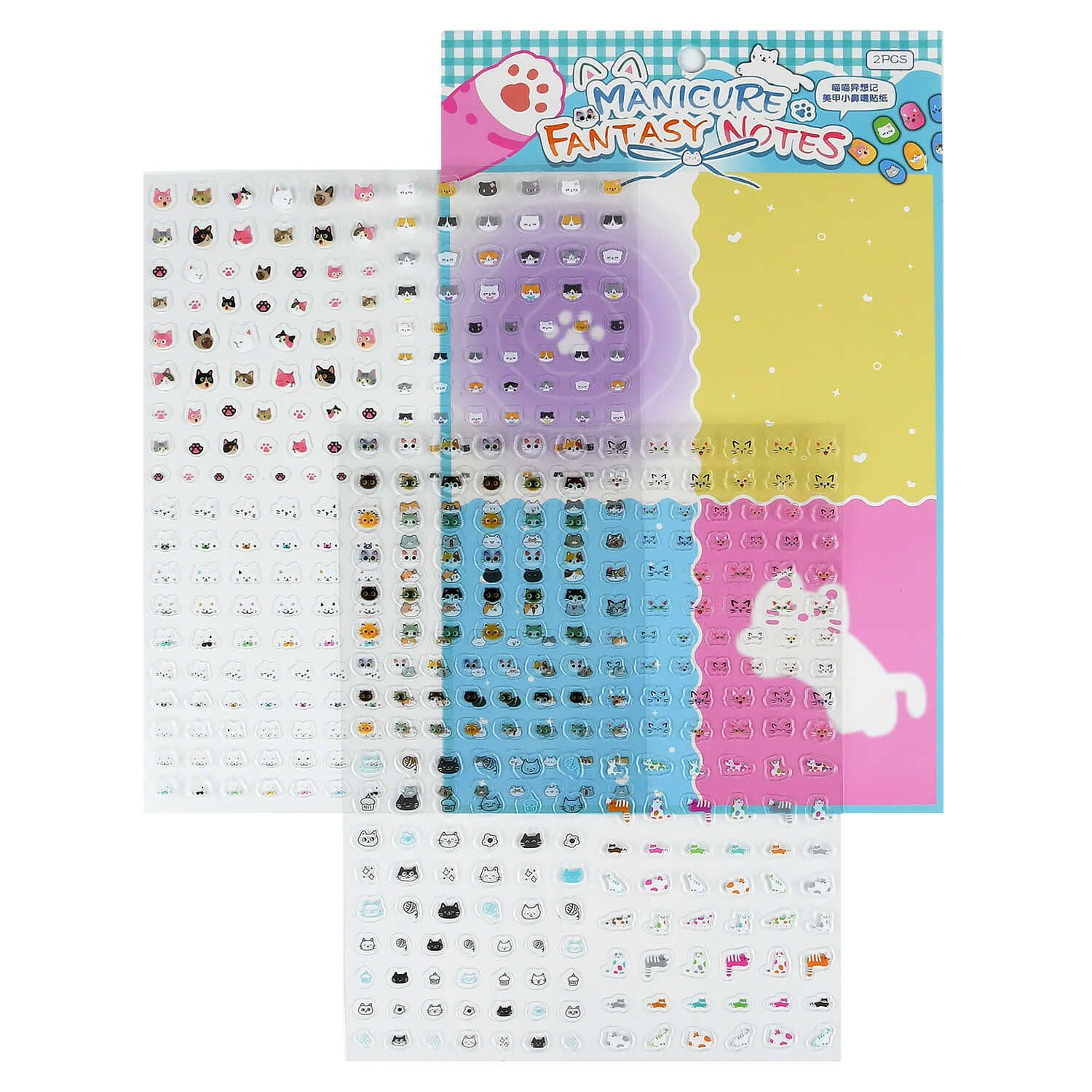 Наклейки на ногти 15*20см 2л. "Кошачьи мечты. Голубой" 480+ наклеек Феникс+