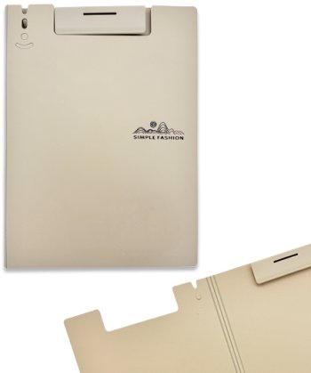 Планшет PVC с доп. створкой DK-85-2 A4 бежевый, фактурный, зажим сверху