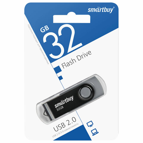 Флеш-диск 32 GB SMARTBUY Twist USB 2.0, черный