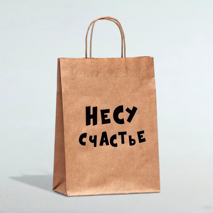 Пакет подарочный «Несу счастье», крафт, 24 х 14 х 28 см 9670353