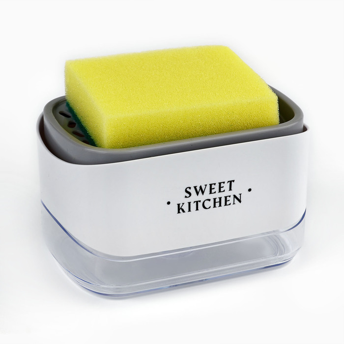 Дозатор для моющего средства кухонный Sweet kitchen, с подставкой для губки, 14×10 см