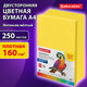 Бумага цветная ПЛОТНАЯ BRAUBERG, А4, 160 г/м2, 250л, желтая, интенсив, для печати,творчества, 116674