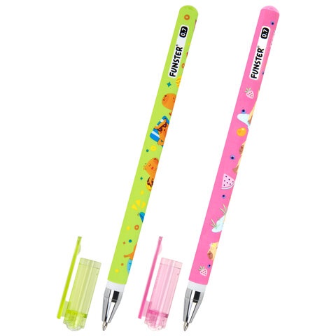 Ручка шариковая с принтом FUNSTER (ФАНСТЕР) STICK "CUTE CAPY", СИНЯЯ, SOFT TOUCH покрытие, узел 0,7 мм, линия письма 0,35 м, 144393