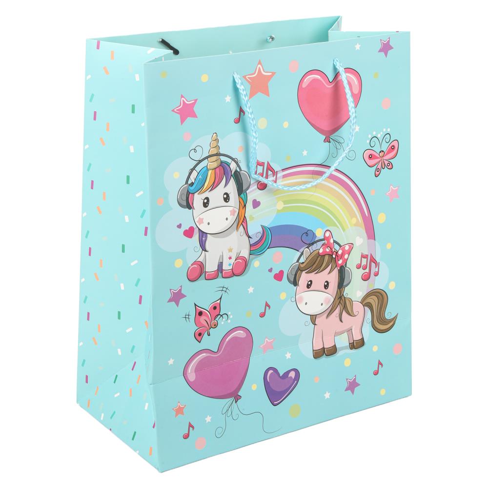Пакет подарочный с аппликацией, единорог, l,190 гр/м2 ЧУДО ПРАЗДНИК