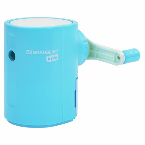 Точилка механическая BRAUBERG KIDS, для простых и цветных карандашей, корпус голубой, крепление к ст