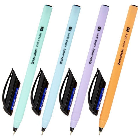 Ручка шариковая масляная BRAUBERG "Extra Glide Softy EL", СИНЯЯ, корпус ассорти, игольчатый наконечн