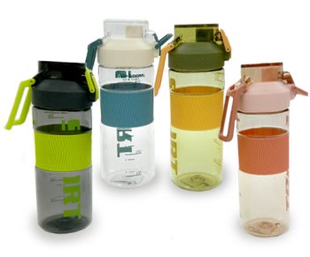 Бутылка для воды QD-72039-282 600мл 21х7см, пластиковая, с ручкой, прозрачное ассорти