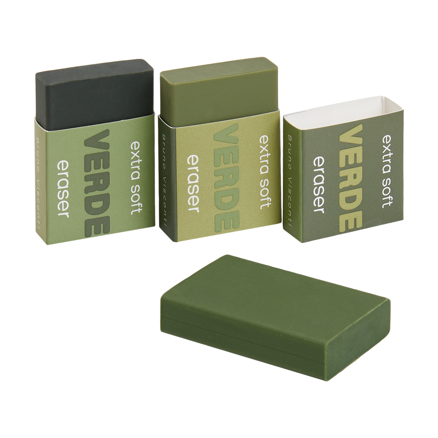 Ластик BV "Verde" супермягкий, 3 цвета, 23*35*9мм