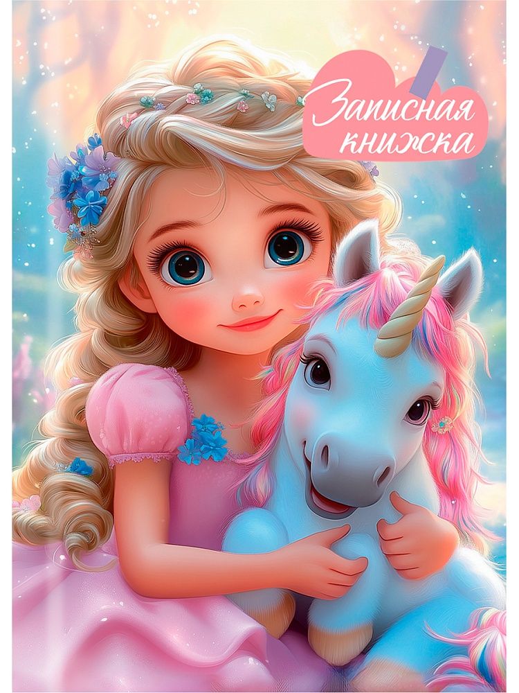 Блокнот А7 7БЦ 48л "Принцесса и единорог -2" клетка, глянц.лам. Проф-Пресс