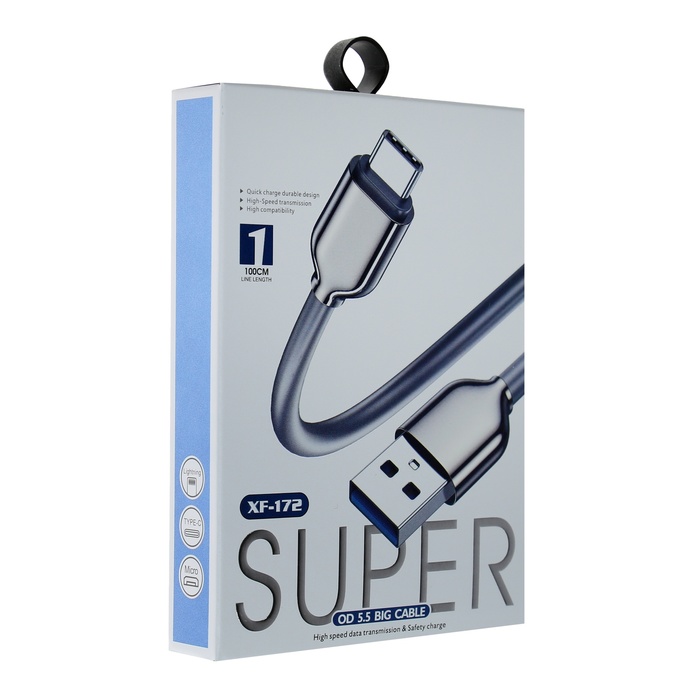 Кабель Lightning - USB, 6 А, оплётка TPE, морозоустойчивый, 1 метр, серый   9940247