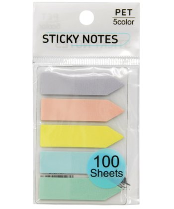 Закладки самоклеящиеся DM-98 пластиковые "Пастельные стрелки" 44*12мм 5 цветов*20листов, в ПВХ пакет