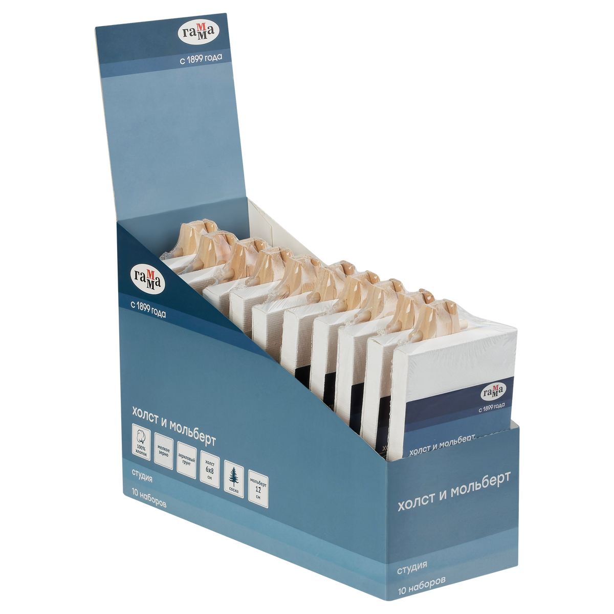 Набор холст и мольберт Гамма "Студия", 6*8см, 100% хлопок, 280г/м2, мелкое зерно, мольберт 12 см