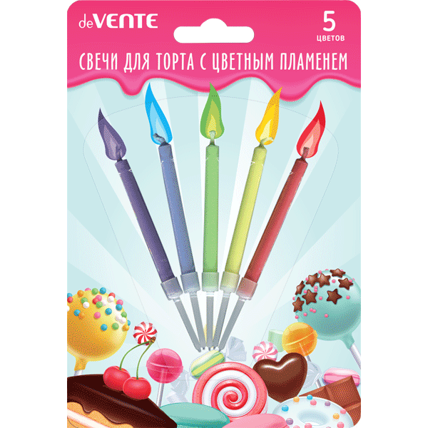 Свечи для торта Color flame, 5шт, цветной огонь deVENTE 97997