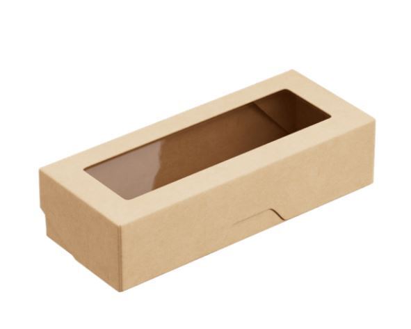 Контейнер бум. прямоуг. ракушка с окном OneBox  500мл (170х70х40) /25/350