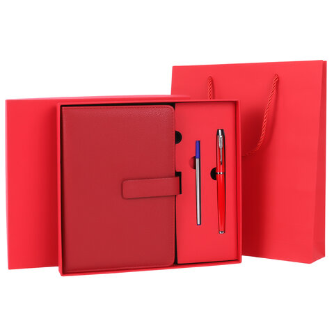 Ежедневник в подарочном наборе 5 в 1, А5, 145x212 мм, BRAUBERG "President", под кожу, 160 листов, кр