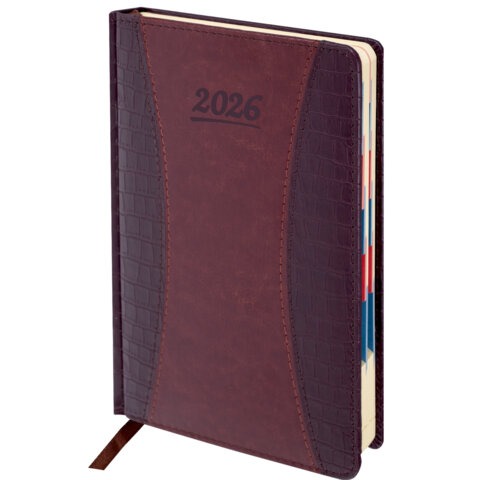 Ежедневник датированный 2026 А5 148х218 мм, GALANT "CombiContract", под кожу, коричневый, 117487