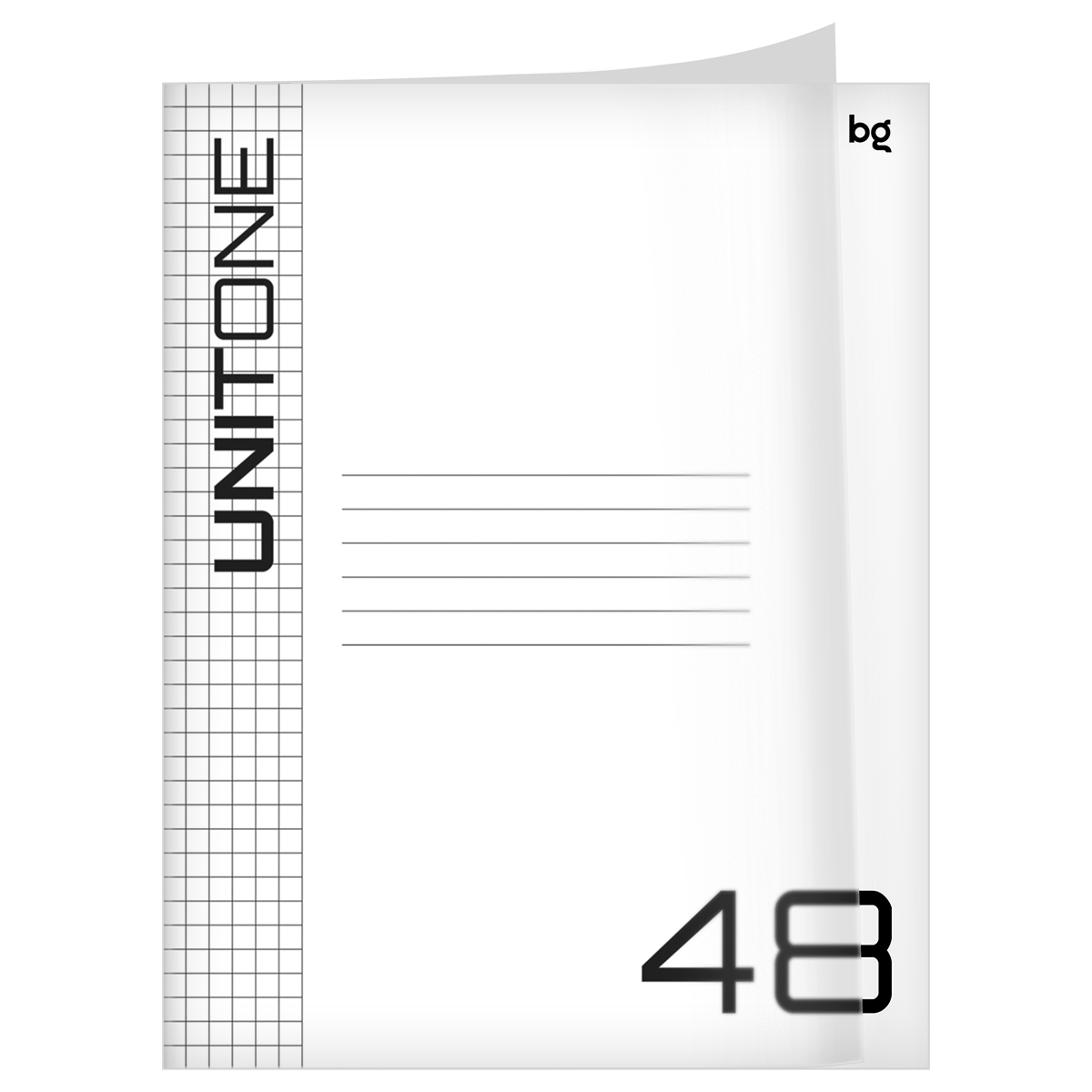 Тетрадь 48л., А5 клетка BG "UniTone", пластиковая обложка, прозрачный