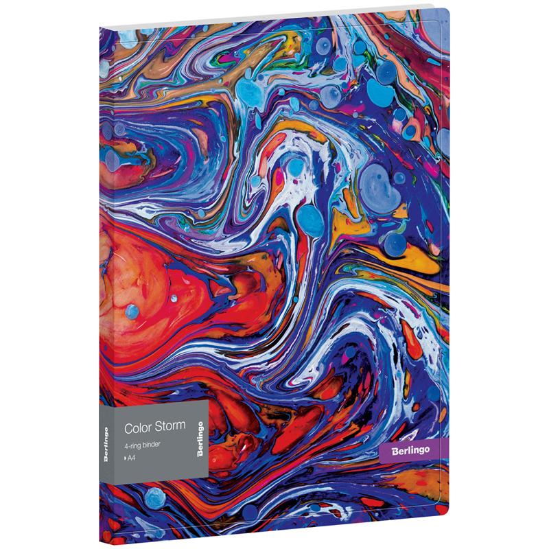 Папка на 4 кольцах Berlingo "Color Storm", 24мм, 600мкм, D-кольца, с внутр. карманом, с рису
