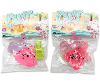 Игрушка DJ-164 "Арбуз с клубникой" мялка-антистресс, 6х5.5см, с декором