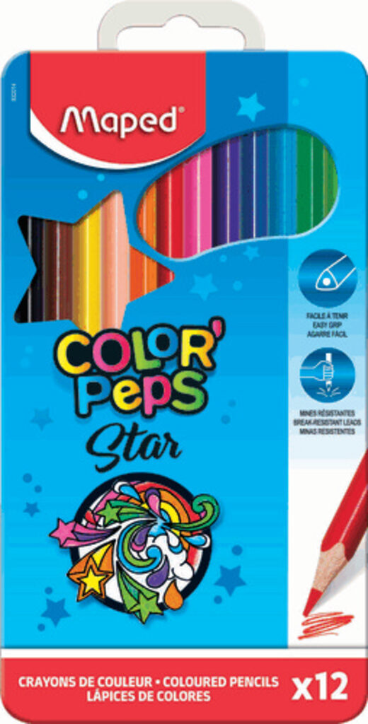 Карандаши цвет. 12цв Maped Color Peps трехгранные, ударопрочные, метал.упак.