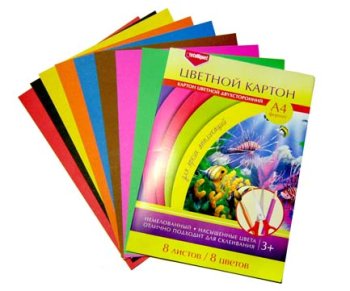 Картон 8цв. А4 8л. BL-31 INTELLIGENT двухсторонний, немелованый, в папке (10/10/200)