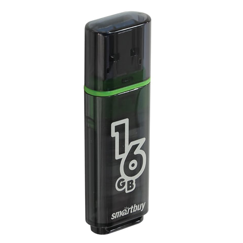 Флеш-диск 16 GB, SMARTBUY Glossy, USB 2.0, черный