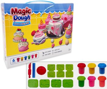 Масса для лепки (тесто) 6 цв. DM-177 "Десерты" 7 форм, стек, скалка, тарелка, в к/к