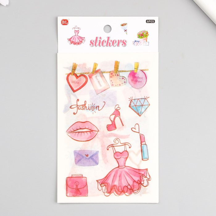 Набор наклеек бумага «Праздничные атрибуты», 6 листов, 18.6×10 см