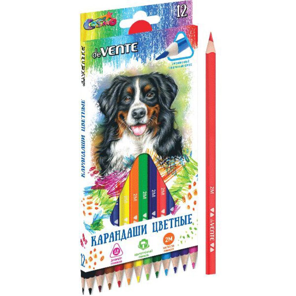 Карандаши цвет. 12цв deVENTE Trio 2М, трехгранные 102363