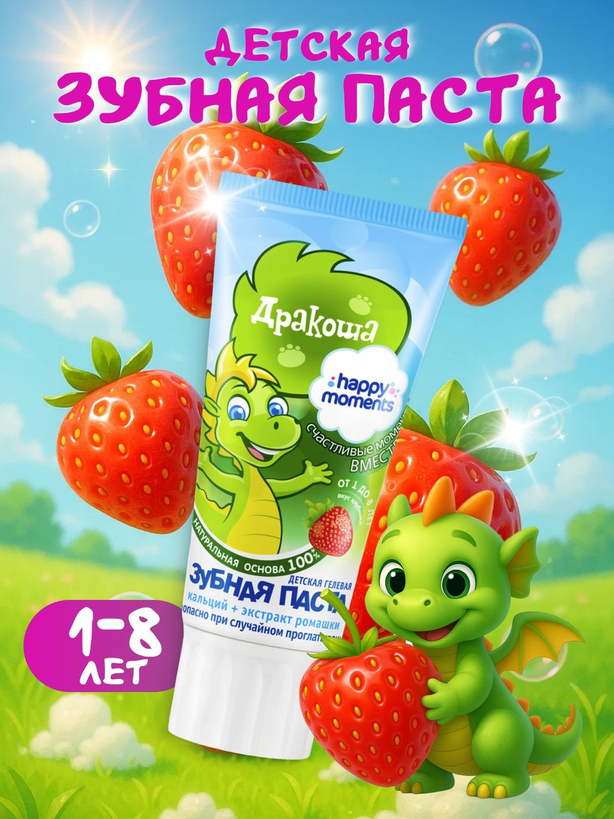 Дракоша з/п 60 мл гелевая  Клубника