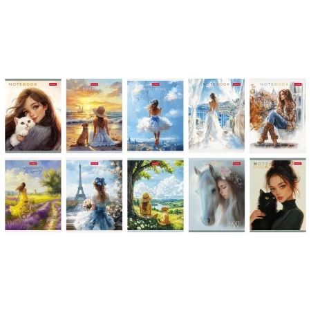 Блокнот А6 32л скоба "Прекрасные незнакомки" клетка, мат.лам., 10диз.в блоке