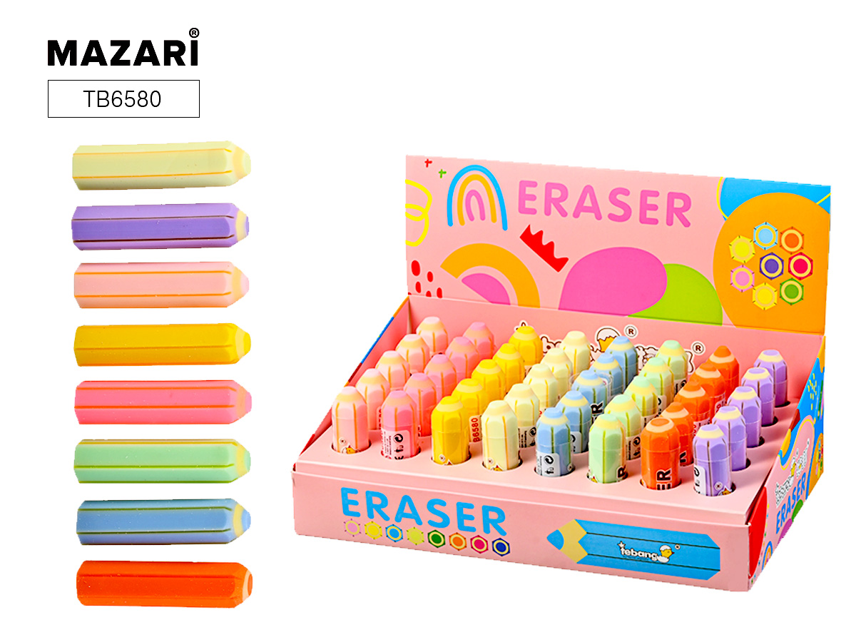 Ластик MAZARI "Карандаш" 1,5*1,5*6,5см, фигурн.