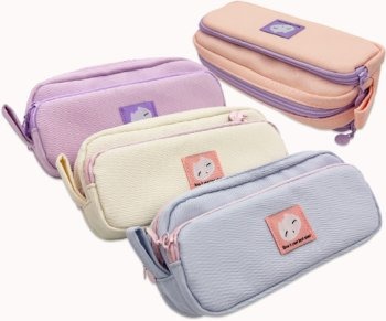 Пенал DP-16 Косметичка, прямоугольный, текстиль, 3 отделения на молнии, с нашивкой и петлей, ассорти