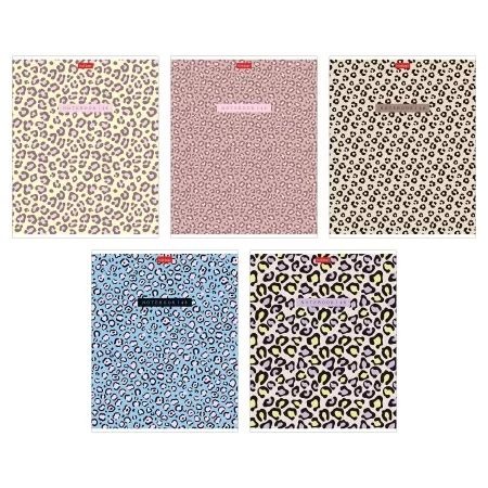 Тетрадь А5 48л кл. Hatber пласт.обл. "LEO-принт" 5 диз.в блоке Hatber