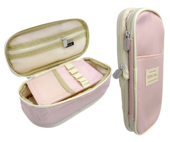 Пенал DM-284 "Special" прямоугольный, текстиль, с планкой для пишущих предметов внутри, розовый