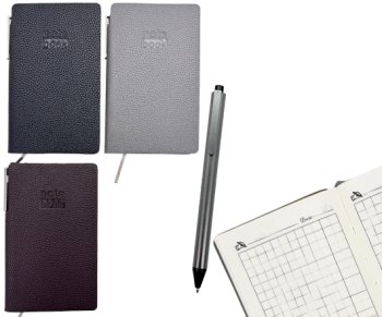 Записная книжка А7 72л. DN-64 "Темные" клетка, мягкая обложка из экокожи, с ручкой, ассорти, ПВХ-пак