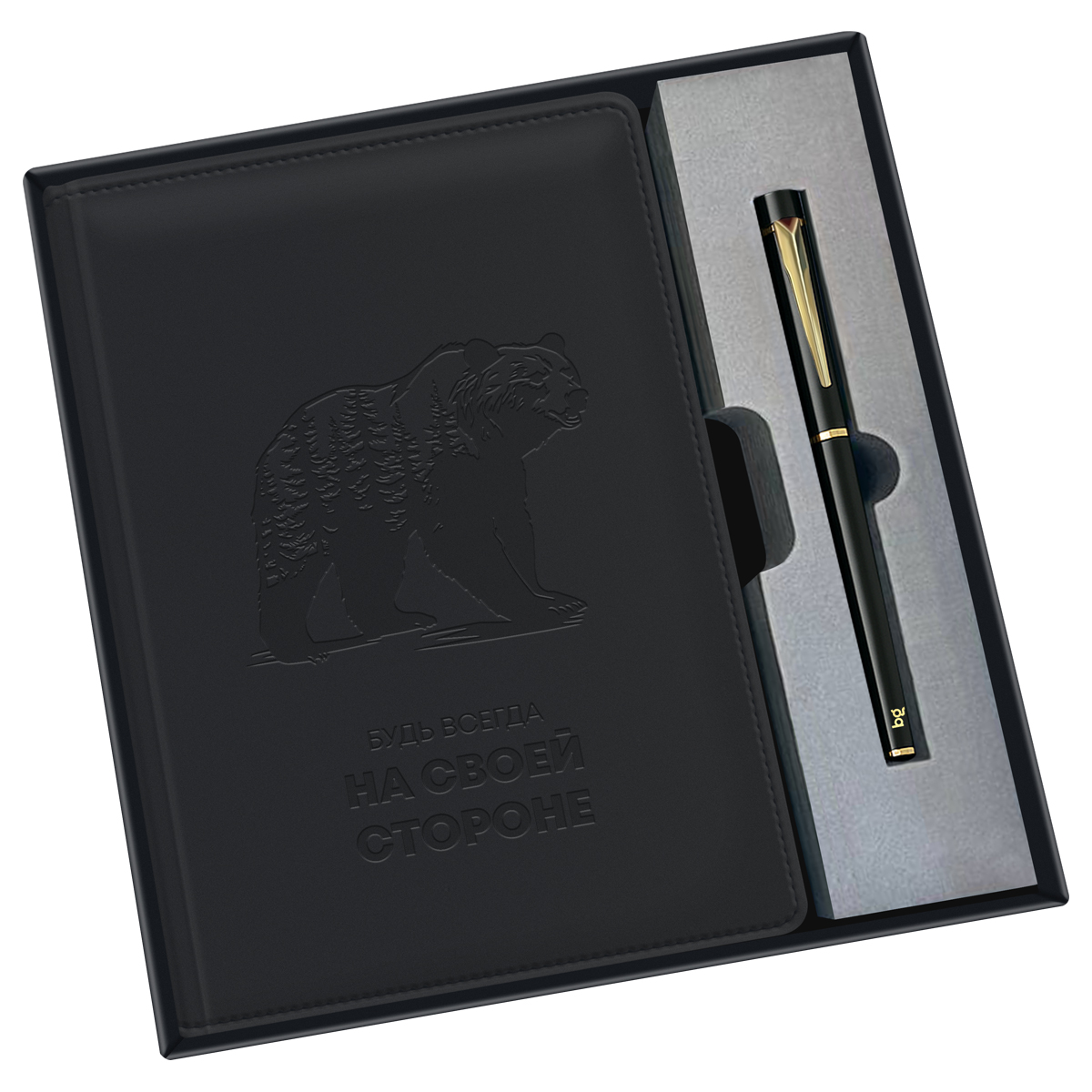 Ежедневник недатированный, А5, 136л., твердый переплет, кожзам, BG "На своей стороне", черный, в под