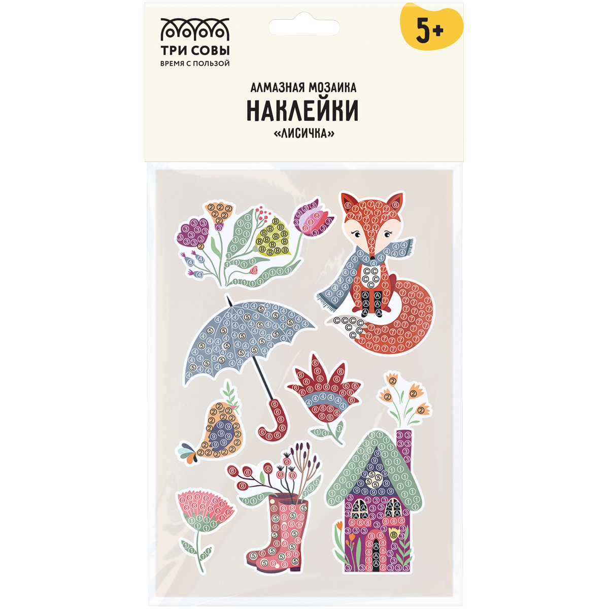 Алмазная мозаика, наклейки ТРИ СОВЫ "Лисичка"