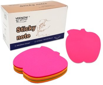 Блок самоклеящийся DP-192 "Яблоко Неон" 76х76мм, 100листов, бумажный, фигурный, 5 цветов в блоке