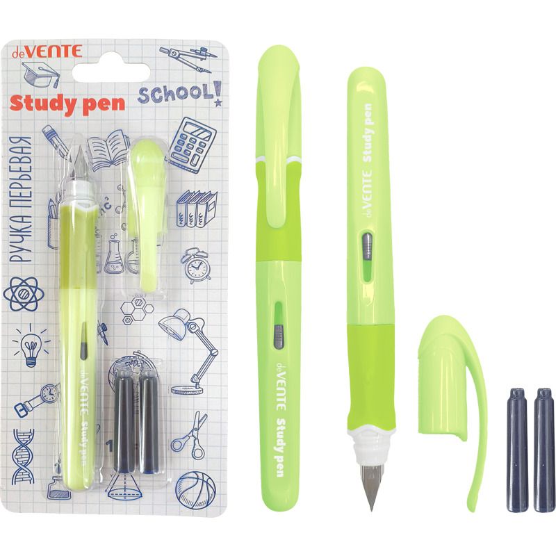 Ручка перьевая deVENTE. School. StydyPen",3 баллончика, синие 0,8мл