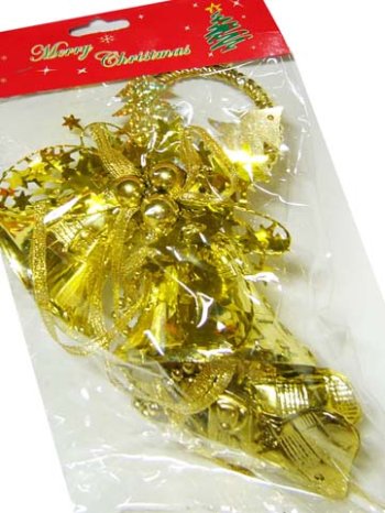 Новогодие украшение ВА-161Подвеска Колокольчики золото, 14см, на блистере