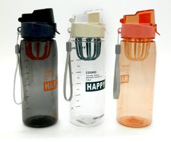 Бутылка для воды QD-72050-251 620мл 22х7см, пластиковая, с ситечком и ремешком, тонированное