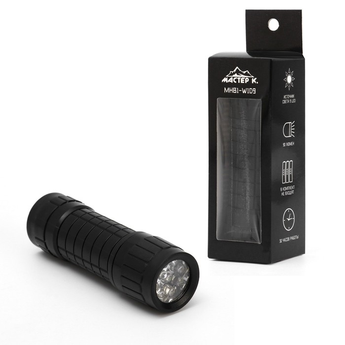 Фонарь ручной "Мастер К" MHB1-W1D9, 3 Вт, 9LED, 90 Лм, 3 ААА, черный  960083