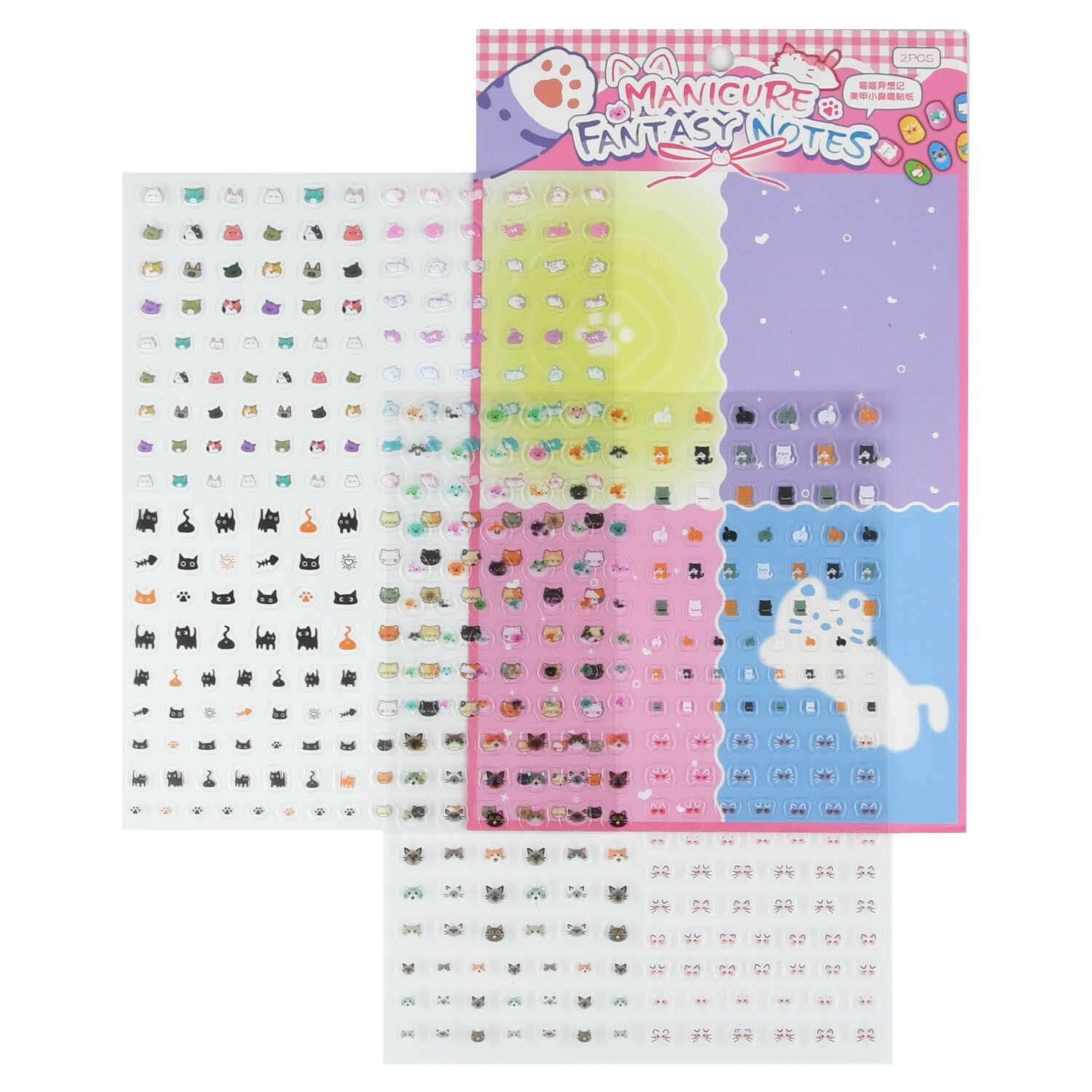 Наклейки на ногти 15*20см 2л. "Кошачьи мечты. Розовый" 480+ наклеек Феникс+